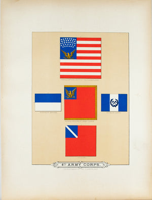 4th Army Corps Antique Civil War Union Army Flag Print 1887 A