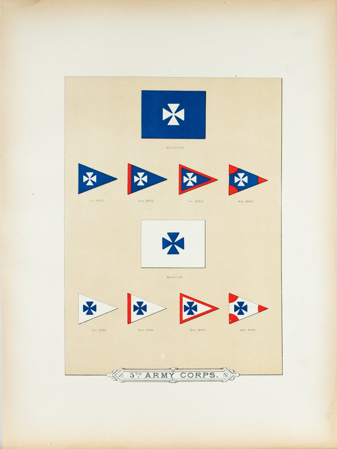 5th Army Corps Antique Civil War Union Army Flag Print 1887 B