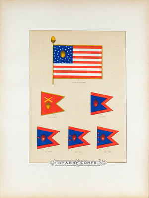 14th Army Corps Antique Civil War Union Army Flag Print 1887 A