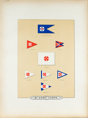 16th Army Corps Antique Civil War Union Army Flag Print 1887 A