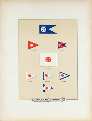 19th Army Corps Antique Civil War Union Army Flag Print 1887 C