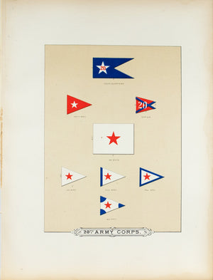 20th Army Corps Antique Civil War Union Army Flag Print 1887 C