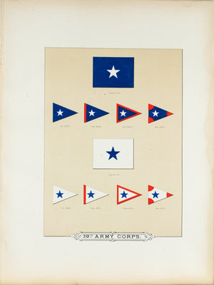 20th Army Corps Antique Civil War Union Army Flag Print 1887 D