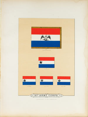 21th Army Corps Antique Civil War Union Army Flag Print 1887 A