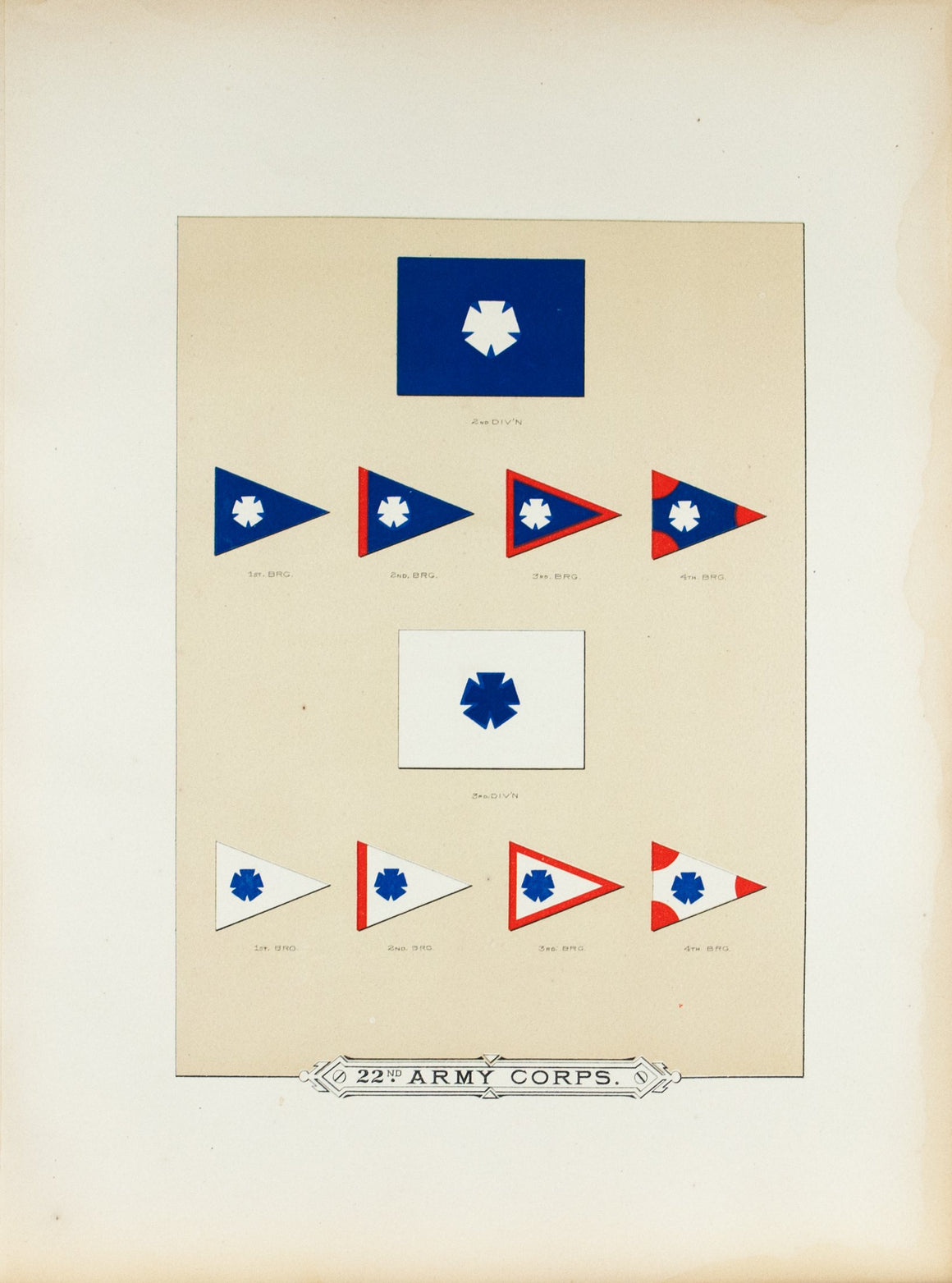 22th Army Corps Antique Civil War Union Army Flag Print 1887 B