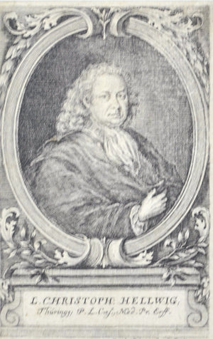 Christoph von Hellwig (1663-1721) Antique Medical Doctor Print 1713