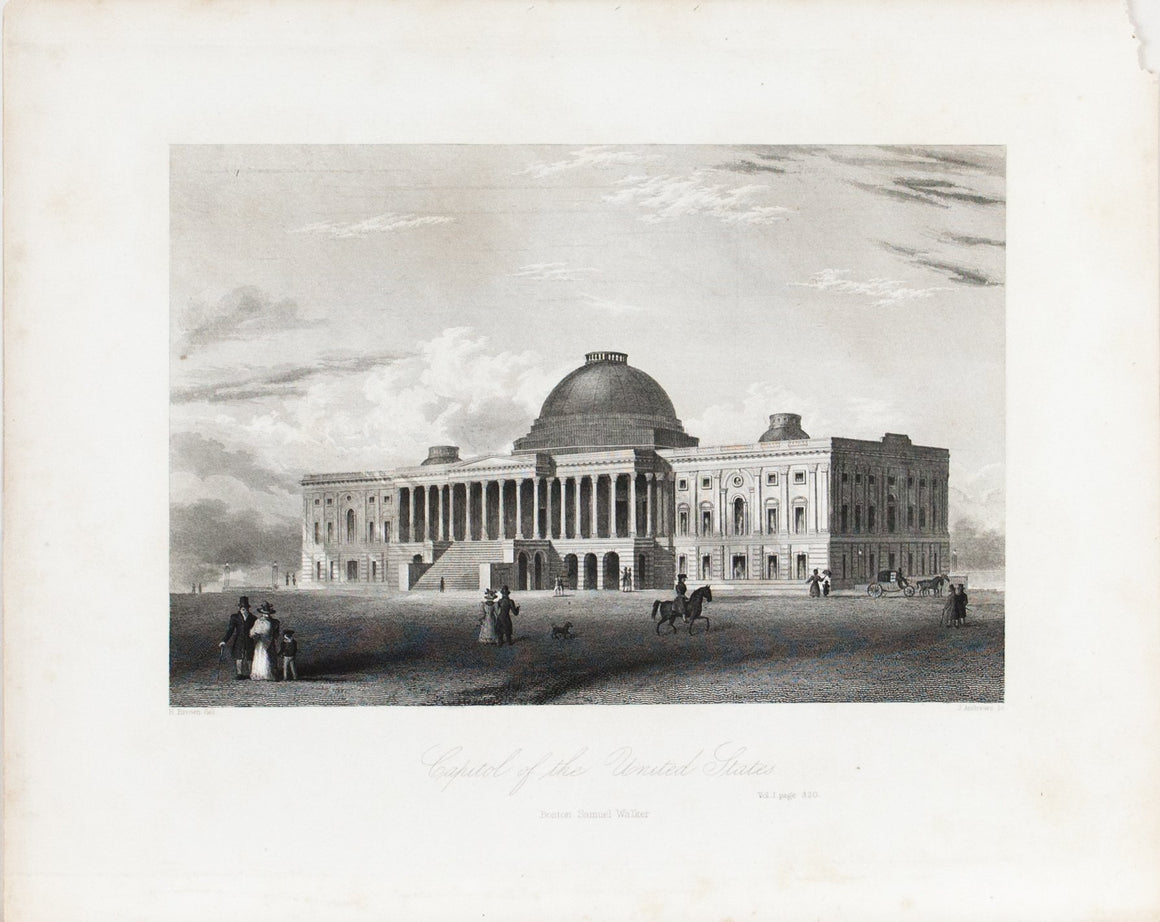Washington DC Capitol Building Antique Architecture Print 1856