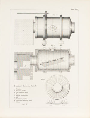 Brueckner's Revolving Cylinder Antique Mine Engineering Print 1870
