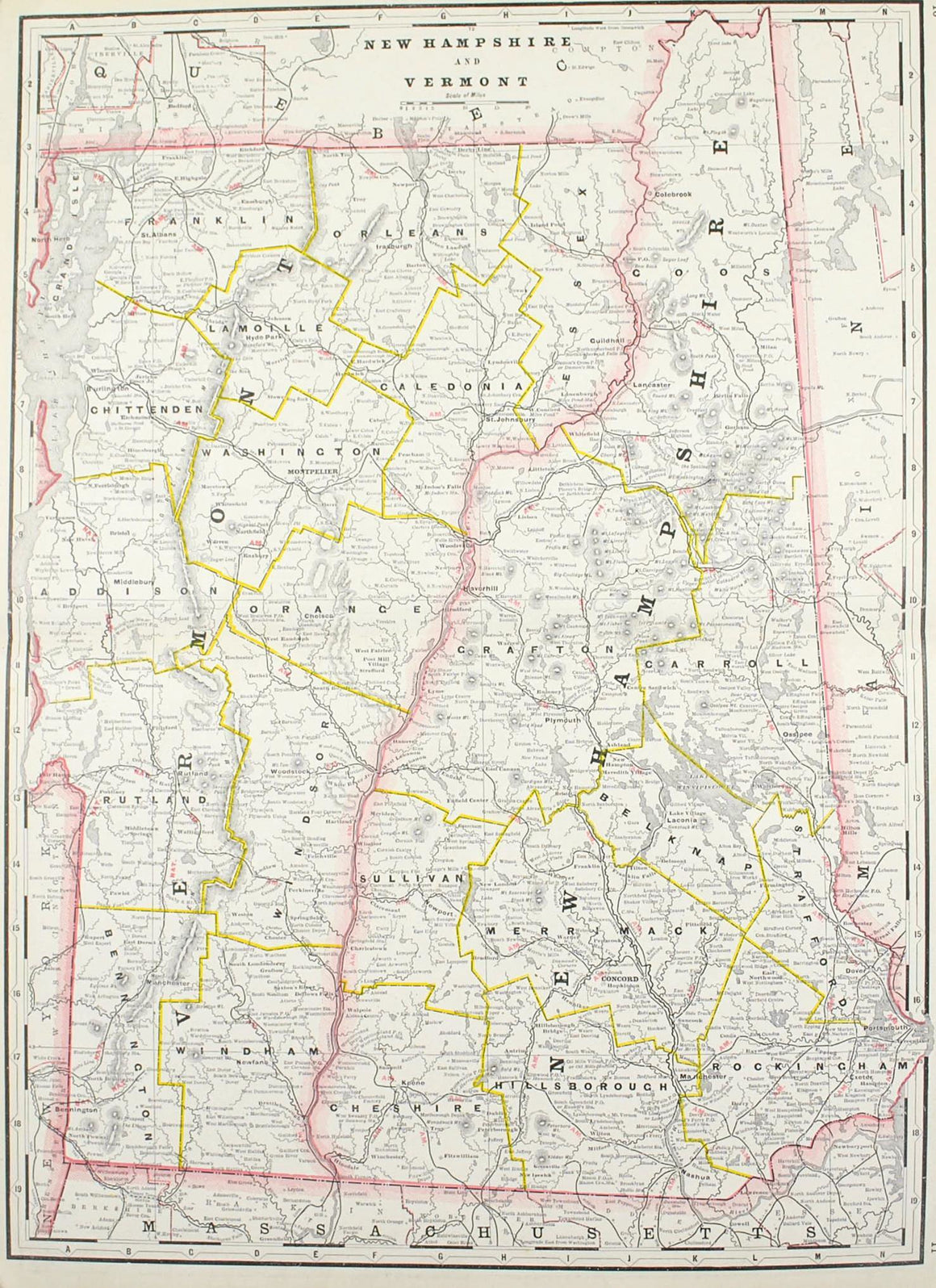 1887 New Hampshire and Vermont - Cram