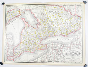 1887 Railroad and County Map of Ontario - Cram