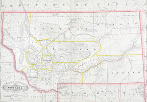1887 Railroad and County Map of Montana