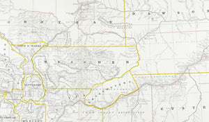 1887 Railroad and County Map of Montana