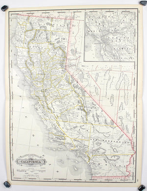 1887 Railroad and County Map of California