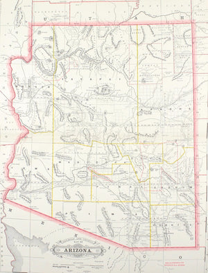 1887 Railroad and County Map of Arizona