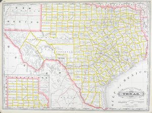 1887 Railroad and County Map of Texas