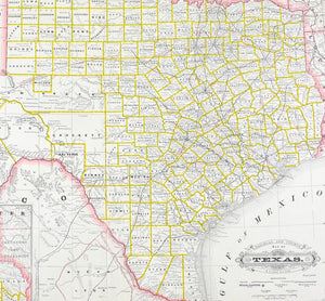 1887 Railroad and County Map of Texas