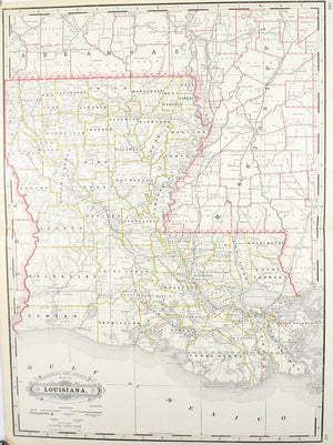 1887 Railroad and County Map of Louisiana