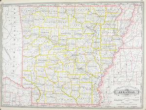 1887 Railroad and County Map of Arkansas