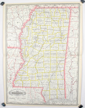 1887 Railroad and County Map of Mississippi
