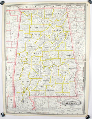 1887 Railroad and County Map of Alabama