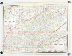 1887 Railroad and County Map of Kentucky & Tennessee