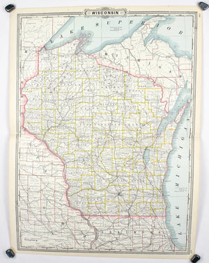 1887 Railroad and County Map of Wisconsin