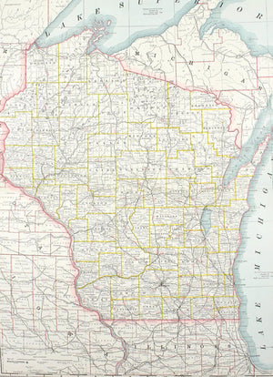 1887 Railroad and County Map of Wisconsin