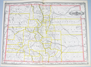 Colorado Railroad and County Antique Map 1887