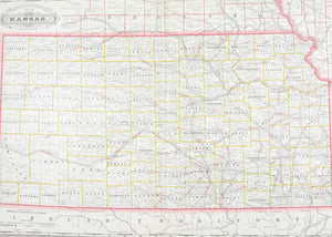 1887 Railroad and County Map of Kansas