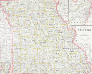 1887 Railroad and County Map of Missouri