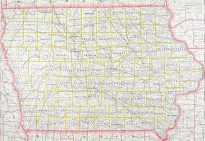 1887 Railroad and County Map of Iowa