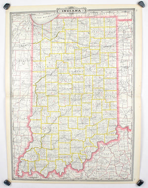 1887 Railroad and County Map of Indiana
