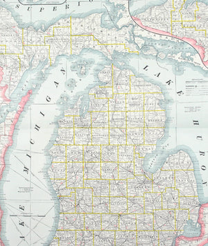 1887 Railroad and County Map of Michigan