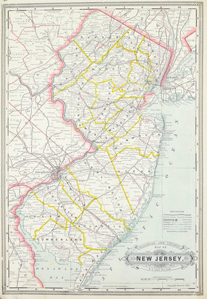 1887 Railroad and County Map of New Jersey