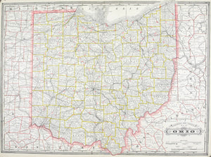 1887 Railroad and County Map of Ohio