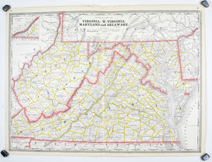 1887 Railroad and County Map of Virginia