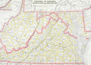 1887 Railroad and County Map of Virginia