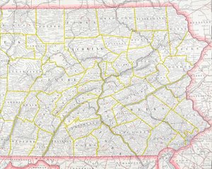 1887 Railroad and County Map of Pennsylvania