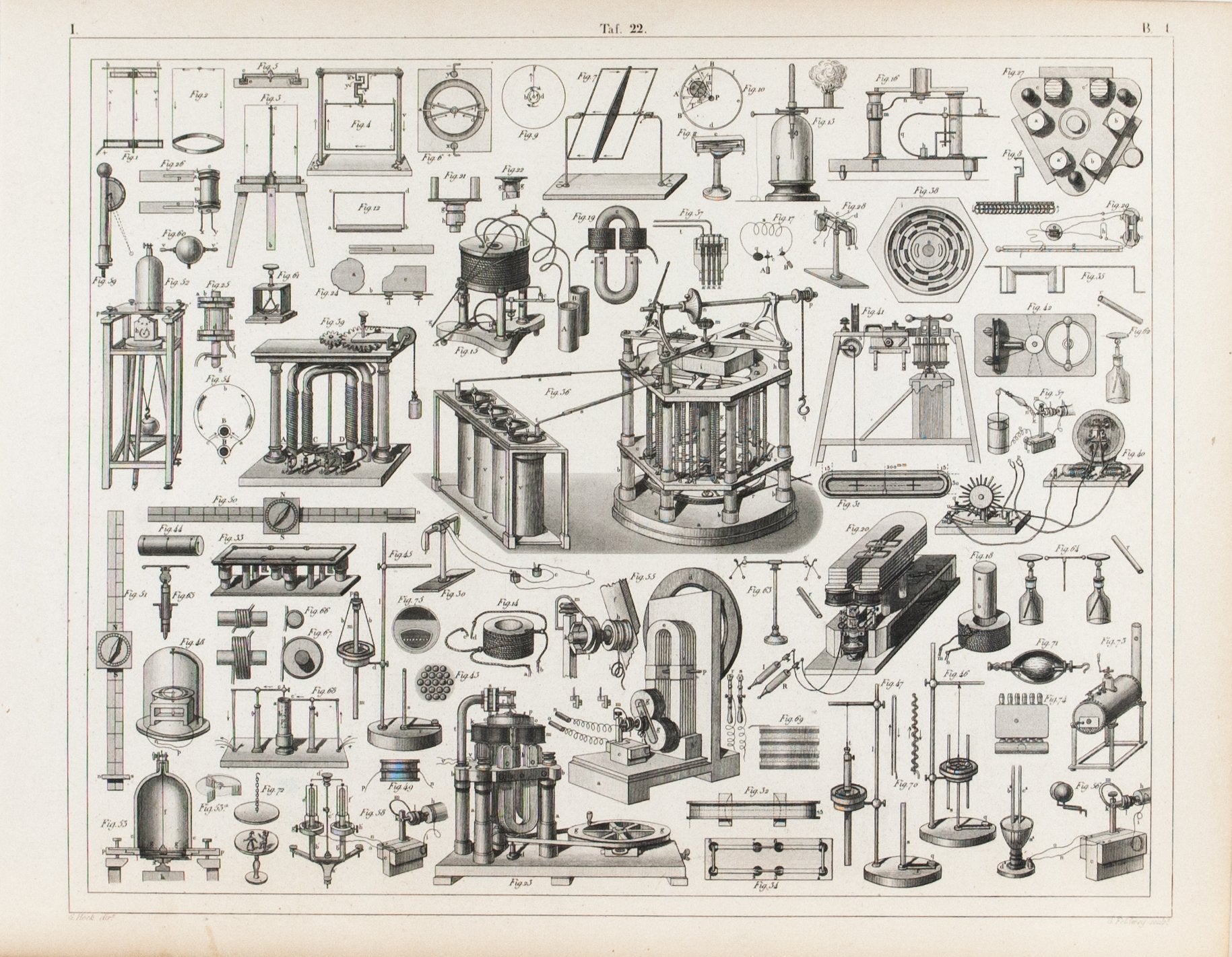 Electro-Magnetic Machine Electricity Antique Physics Print 1857 - Historic  Accents