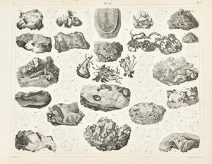 Sulphur Silver Lead Copper Gold Antique Mineralogy Print 1857