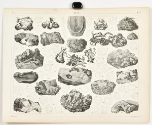 Sulphur Silver Lead Copper Gold Antique Mineralogy Print 1857
