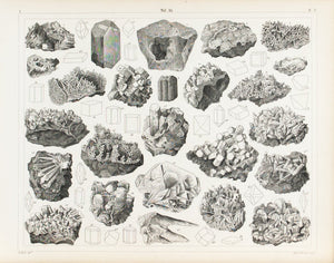 Green Garnet Natrolite Spodumene Feldspar Antique Mineralogy Print 1857