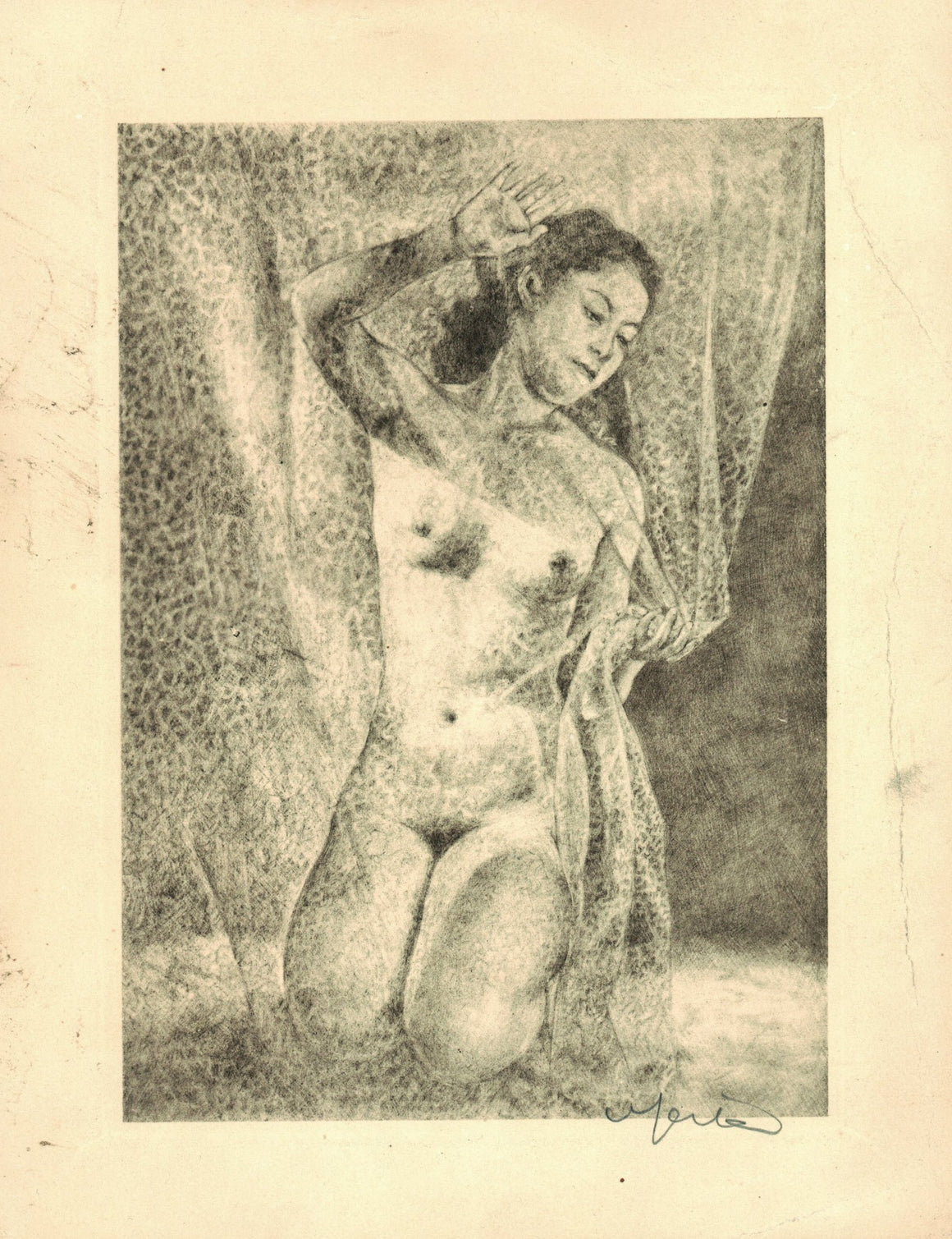 Willy Seiler - Young Nude Women - Signed Etching - c 1950