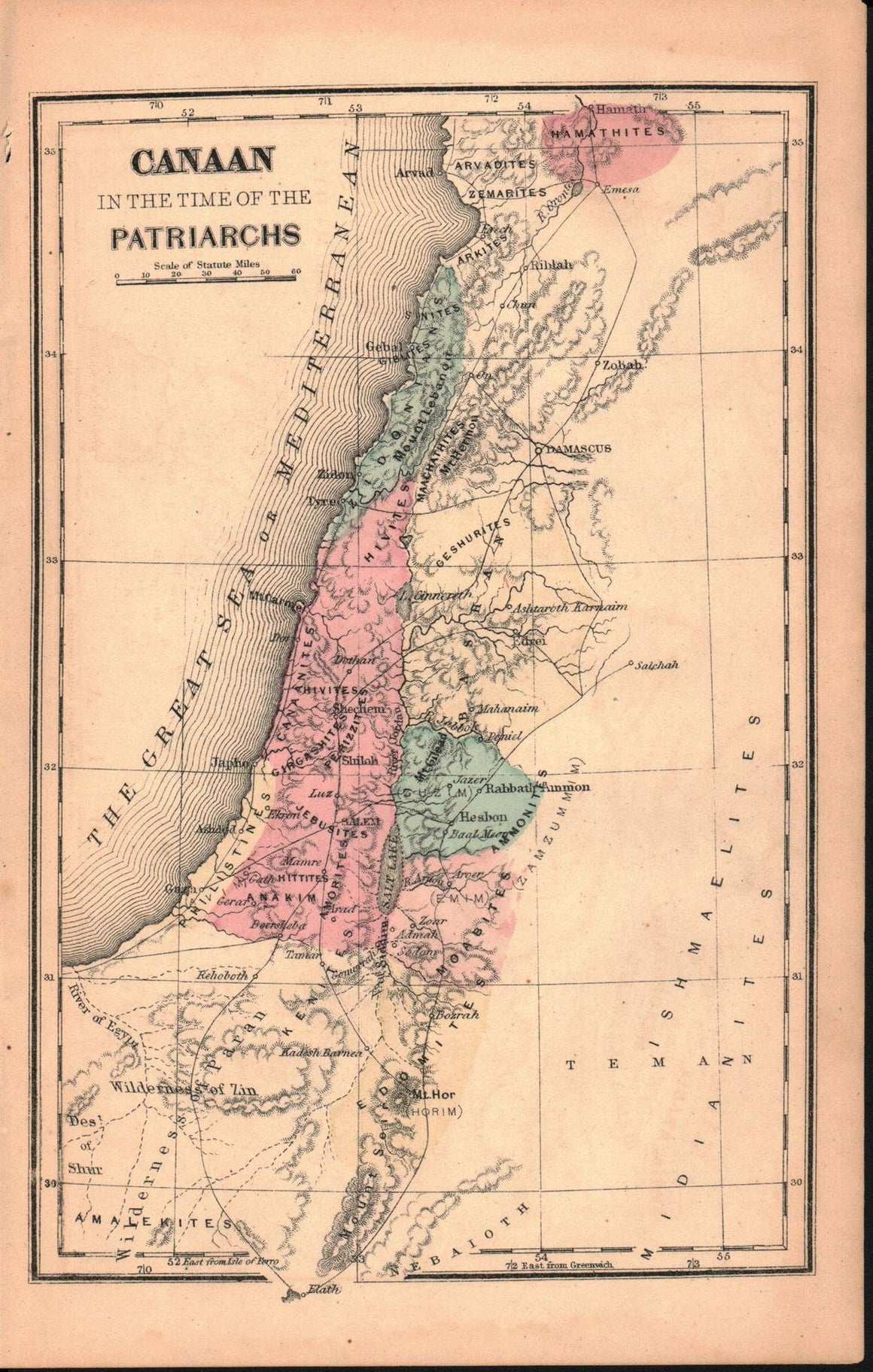 1870 Canaan in time of the Patriarchs - E Wells
