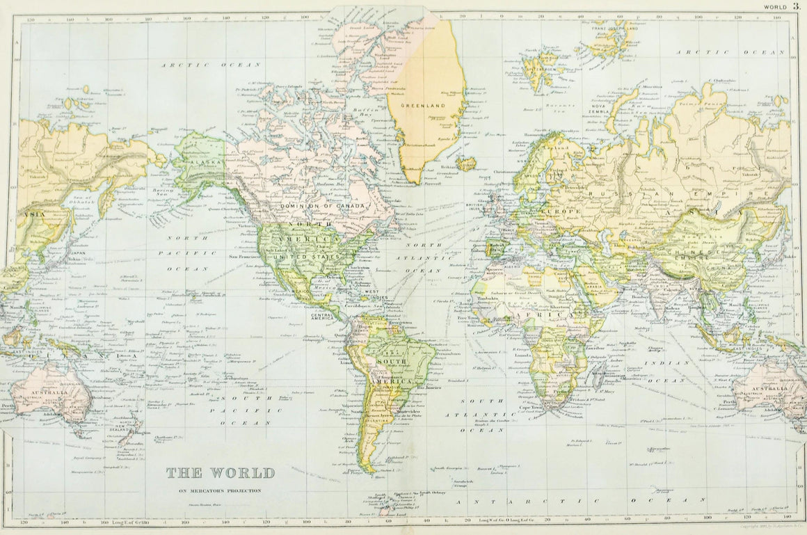 1891 The World on Mercator's Projection