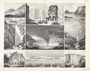 Hawaii Crater Coral island Natural Bridge Columbia Antique Geology Print 1857