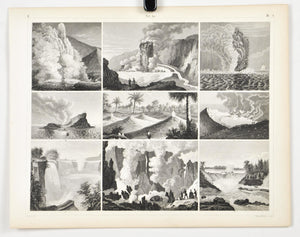 Geyser Submarine Volcano Niagara Falls Antique Geology Print 1857