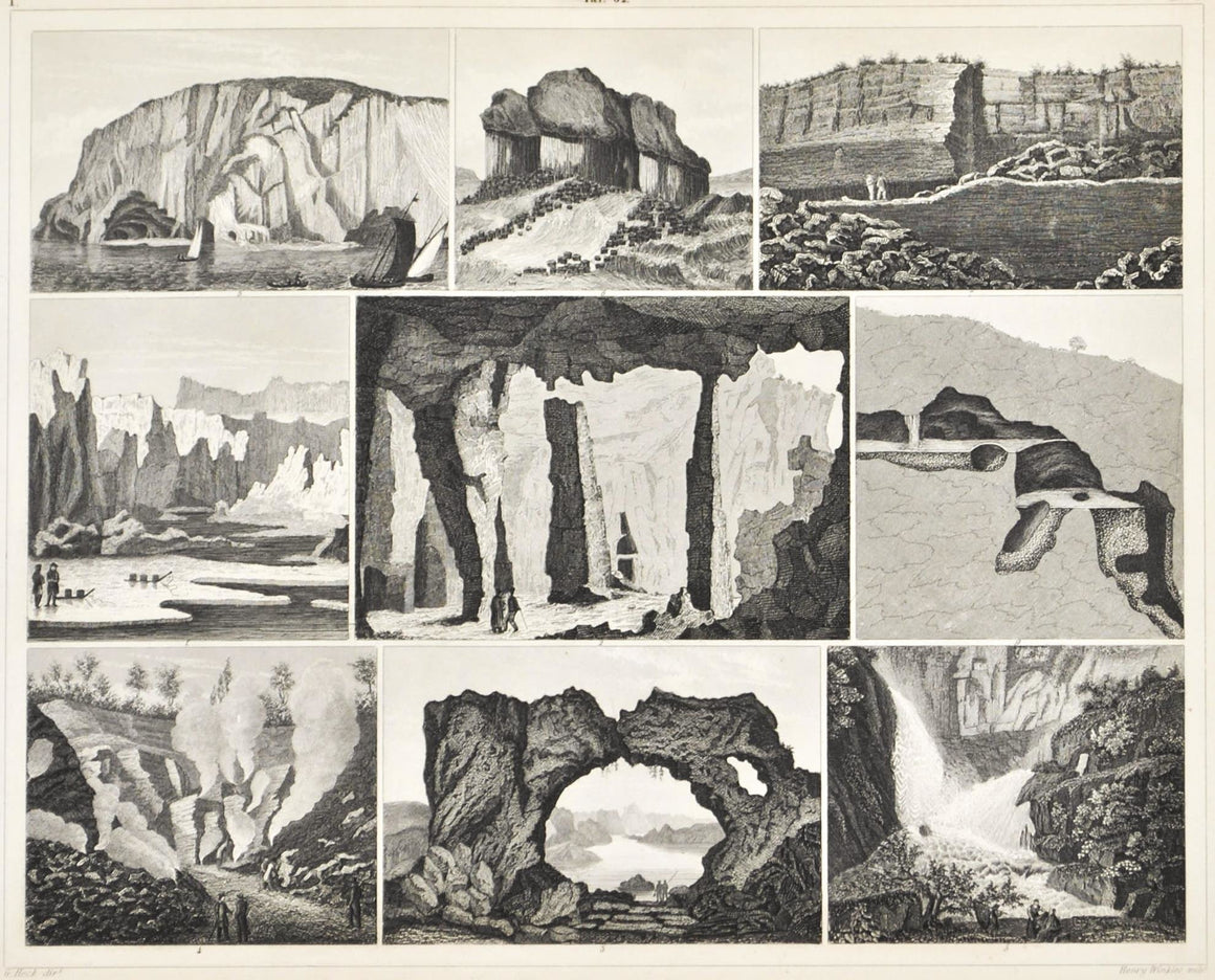 Icebergs Sandstone Lava Arch Iceland Tivoli Antique Geology Print 1857