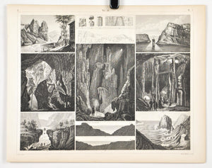 Caves of England France Spain Germany Antique Geology Print 1857