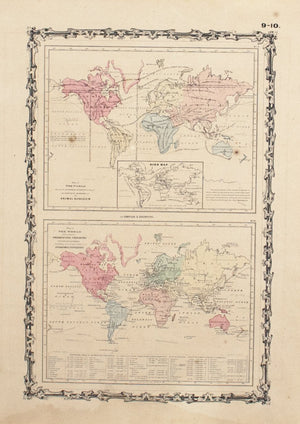 1860 Map of the World Productive Industry - Johnson